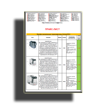 Прайс-лист бренда HOTMIXPRO